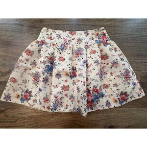 Red Valentino Skirt Womens IT 44 Ivory Floral Flocked Polka Dot Pleated Mini